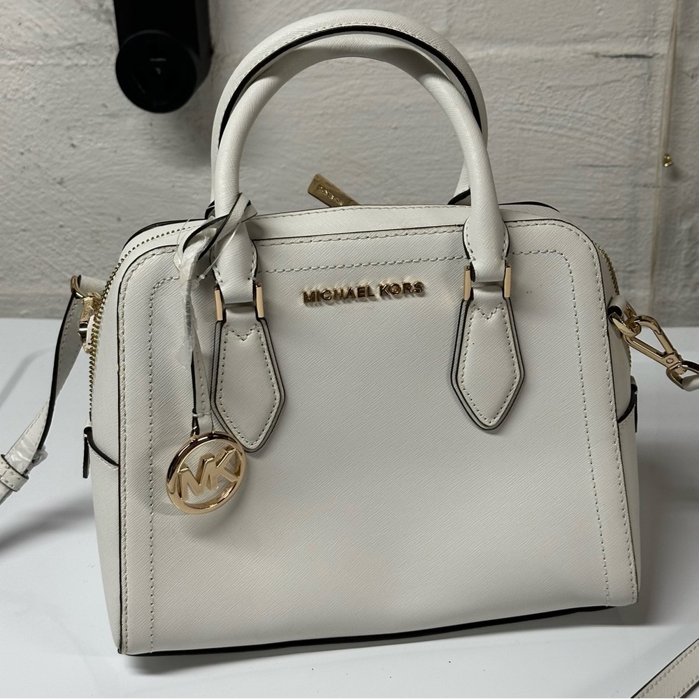 MICHAEL KORS: White Hamilton Satchel